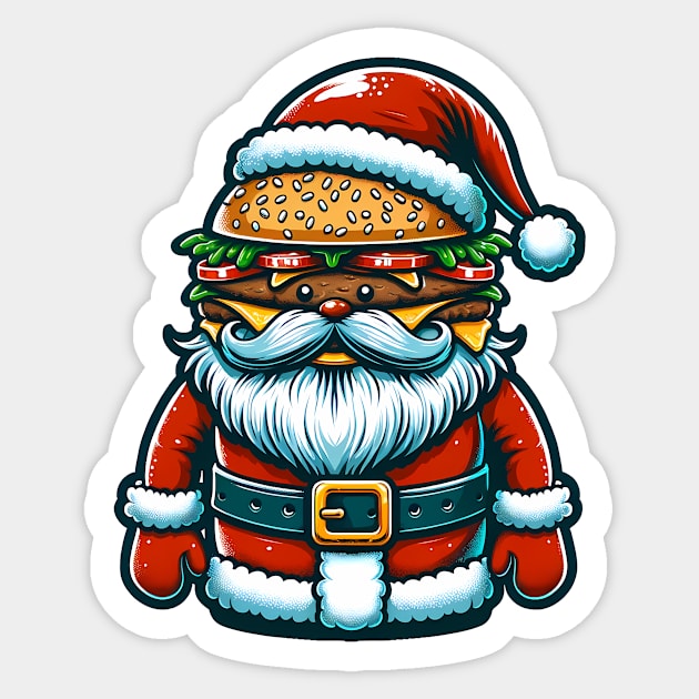 Funny Burger Xmas Style, Santa Loves Burgers Sticker by logiamerch